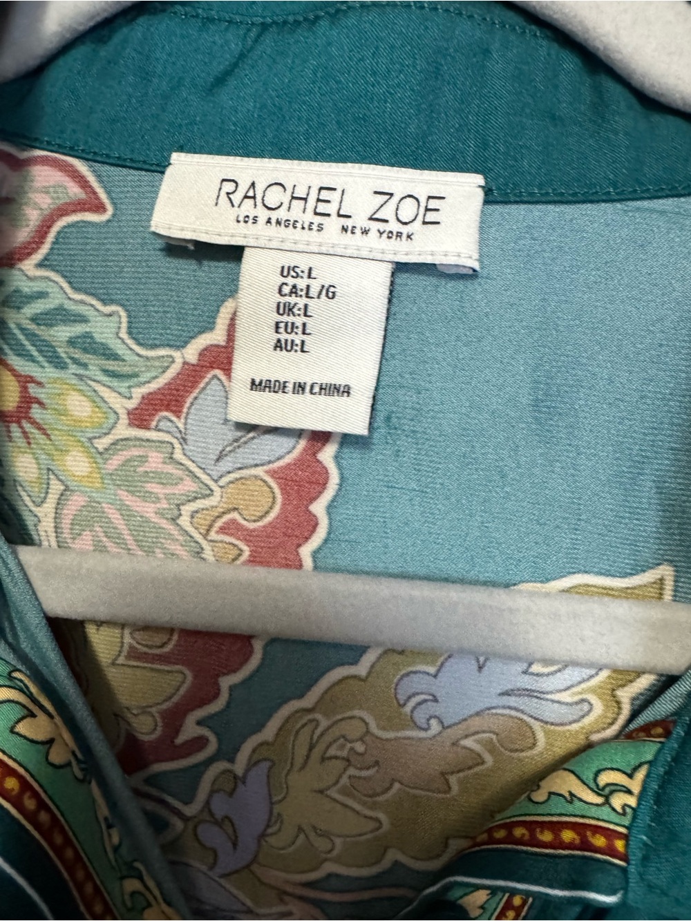 Rachel Zoe Teal Multi Floral Paisley Button-Down Shirt - Picture 3 of 3